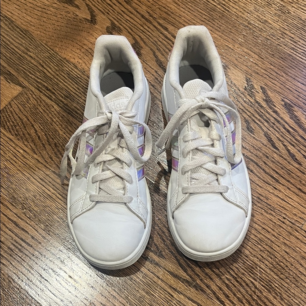 Girls Adidas Shoes With Holographic Stripes